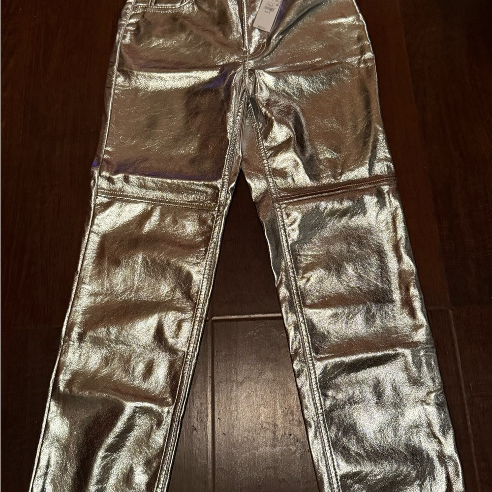 🆕 GAP Silver Cheeky Straight High Rise Pants - Picture 2 of 3